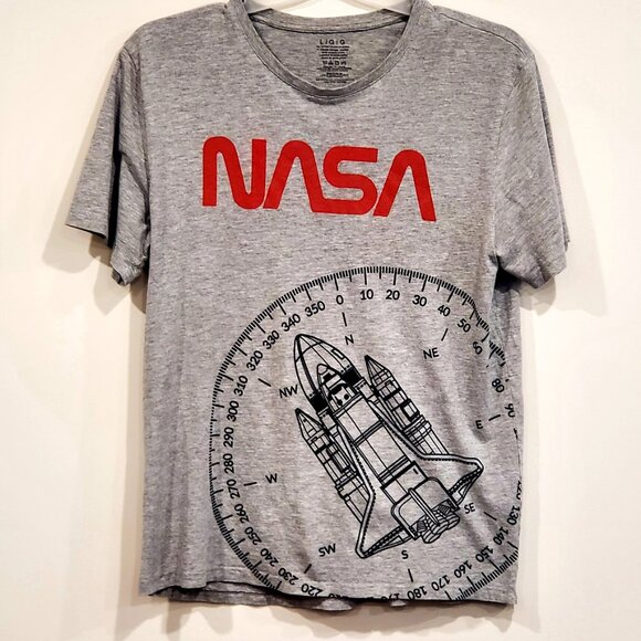 NASA T Shirt Men's Large Spaceship Graphic Outerspace Compass STEM Science Earth - Picture 3 of 7